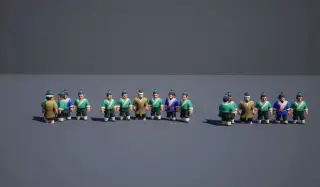 619-动画_004_一排角色卷曲展开和弯曲 - 1