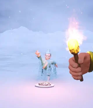 657-融化_004_农民冰块烤火融化 - 1